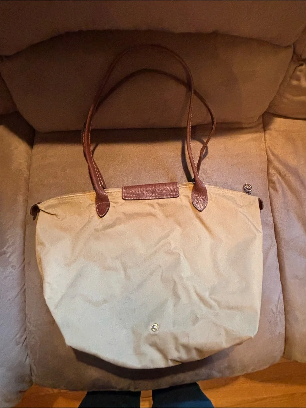 Longchamp Large Le Pliage Tote (Fawn with brown trim & gold hardware)